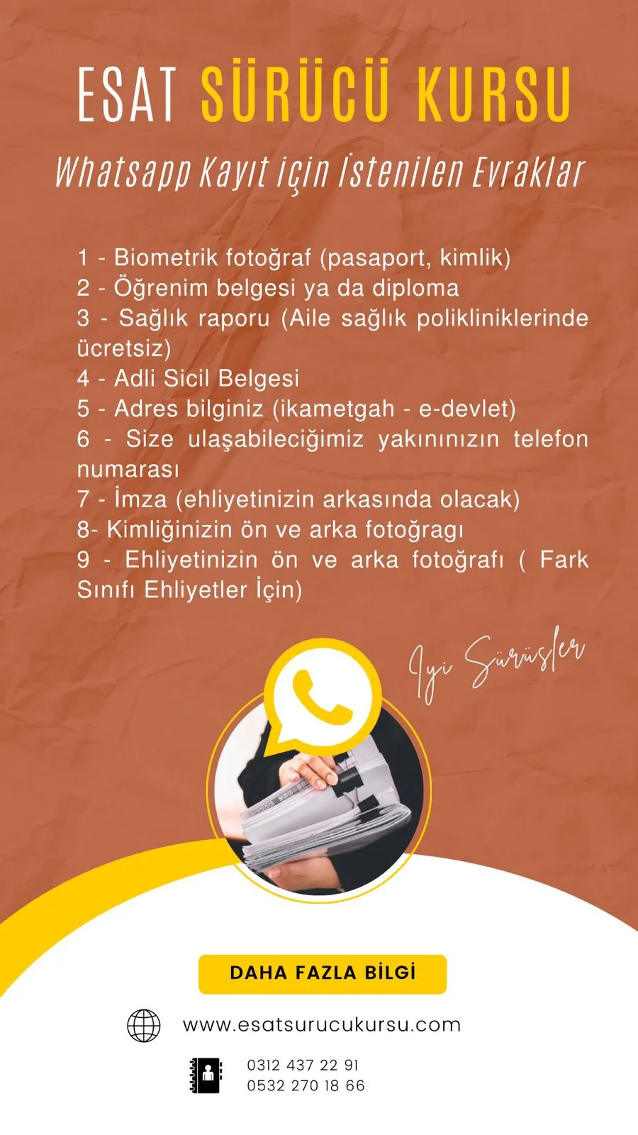 Motosiklet ehliyeti kayıt evrakları bilgilendirmesi
